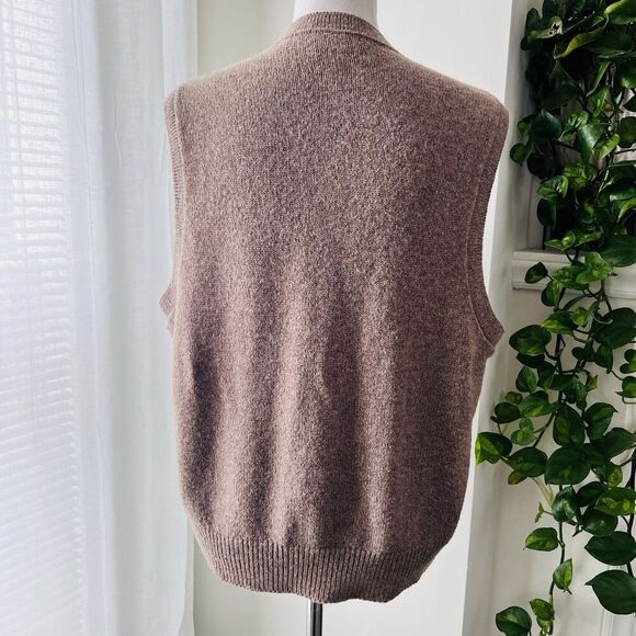 Vintage Jantzen Brown Striped Wool Blend Stretchy Sweater Vest Made in USA Large - Picture 4 of 6